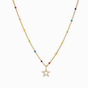Adina Eden Pave Star Multi Color Beaded Necklace NWT